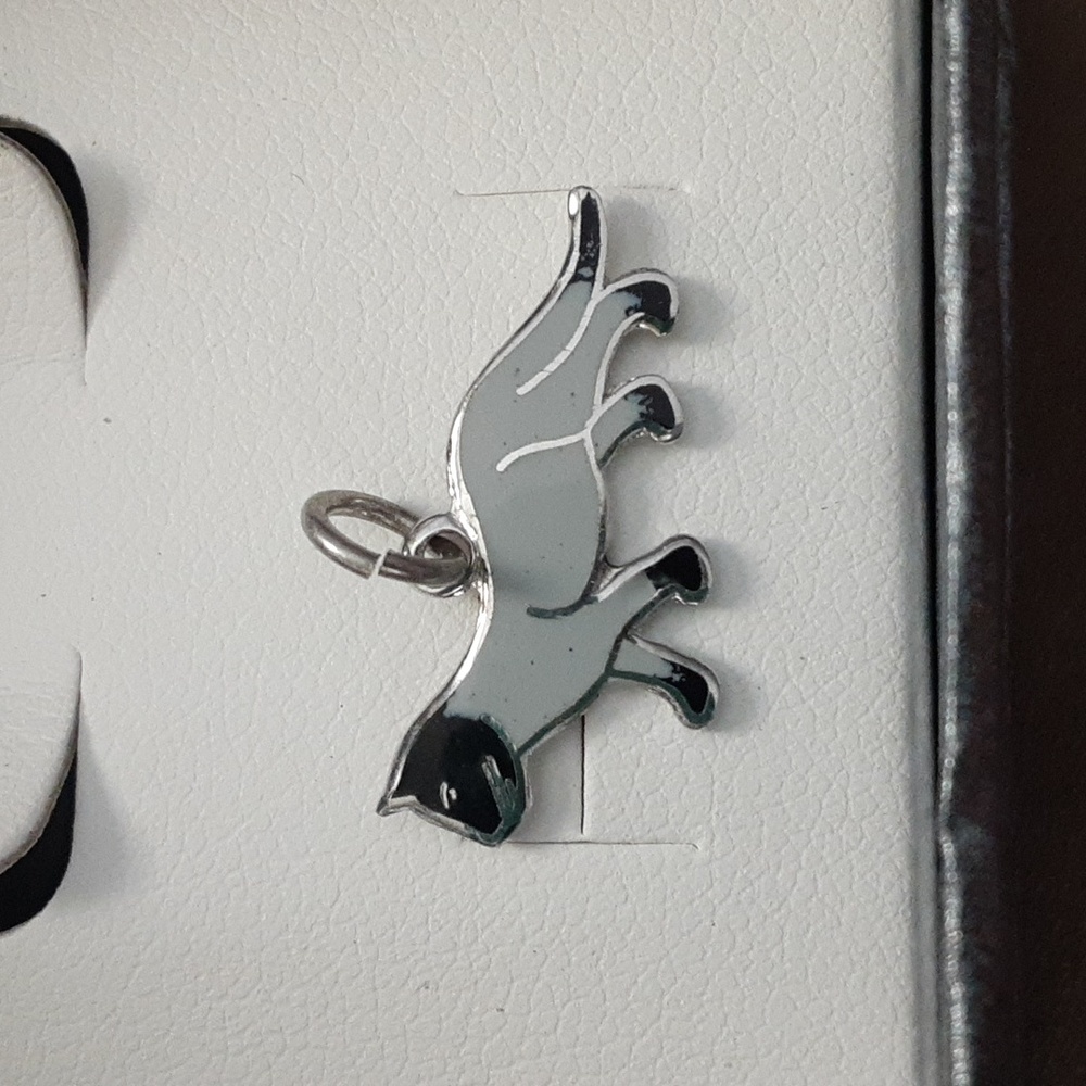 Enamel Cat Pendant Charm, .925 Sterling Silver